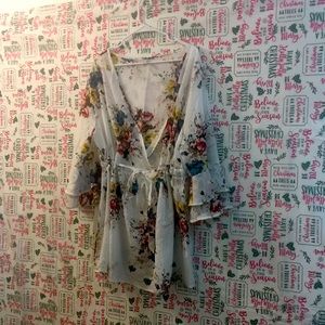Rosegal floral drop down tied dressy shirt